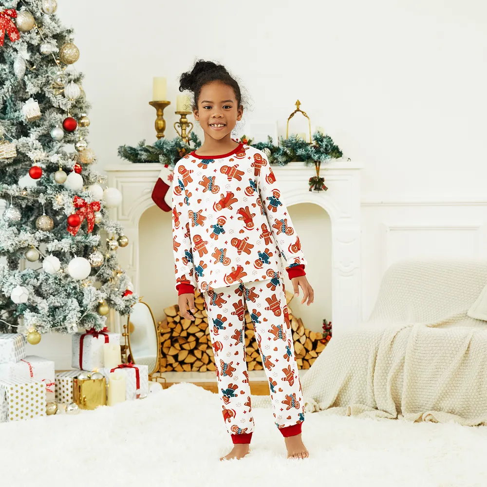 Christmas Cartoon Gingerbread Man Allover Print Family Matching Pajamas Sets (Flame Resistant) big image 11