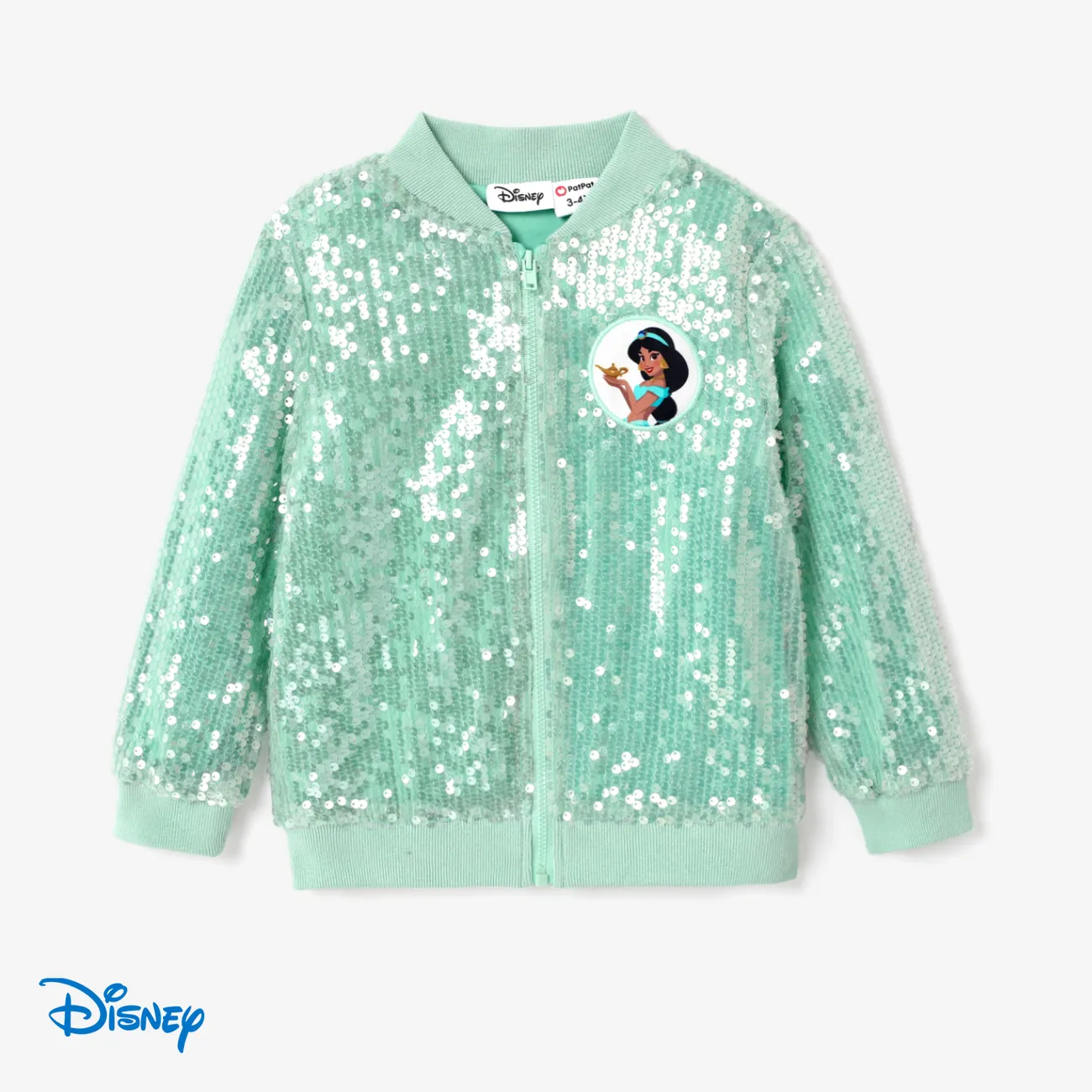 Disney Princess Toddler Girl Character Print Sequin Embroidered Long-sleeve Jacket  Light Green big image 1