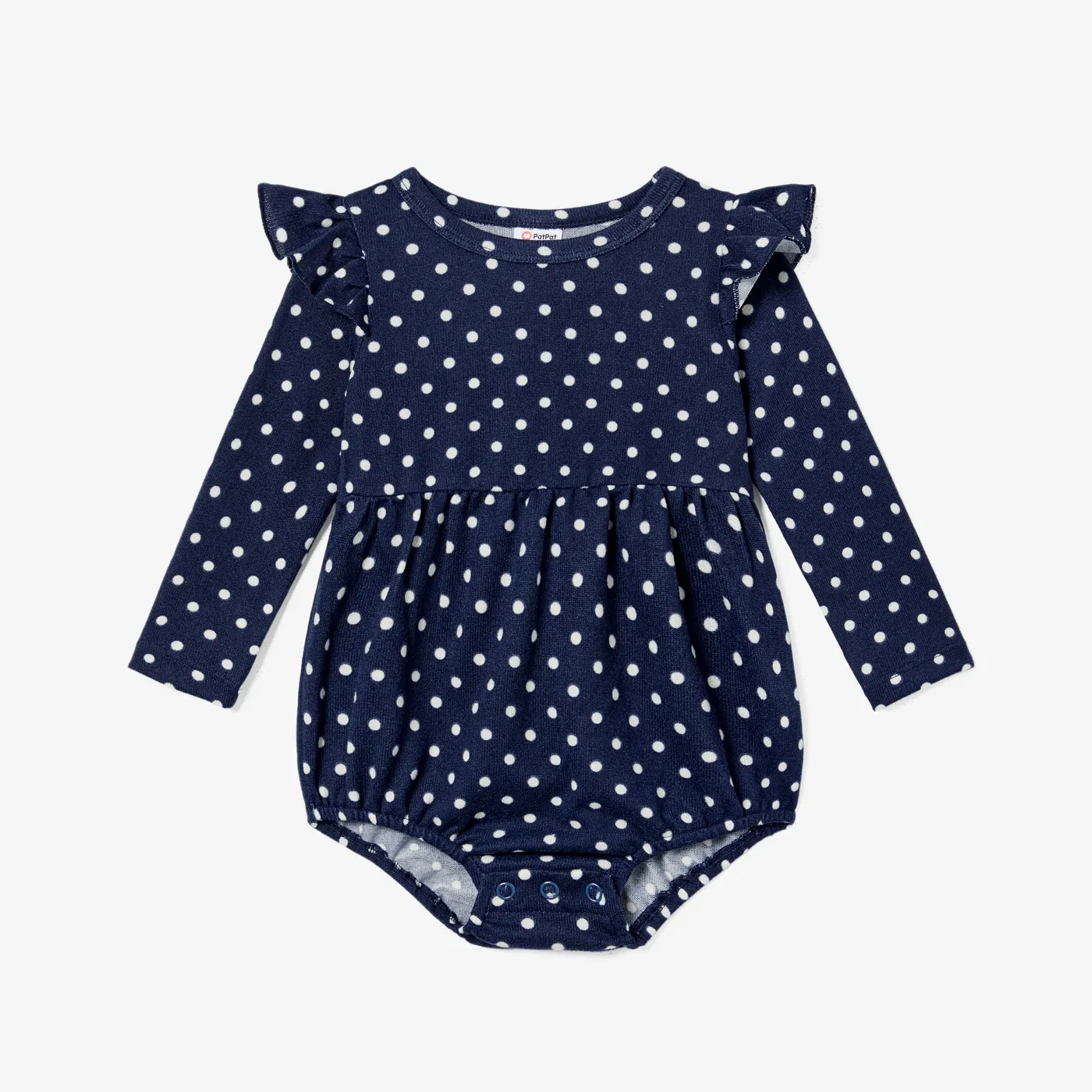 Matching Family Plaid Long-sleeve Tops and Polka Dots Flutter Sleeve Dresses Sets  big image 1