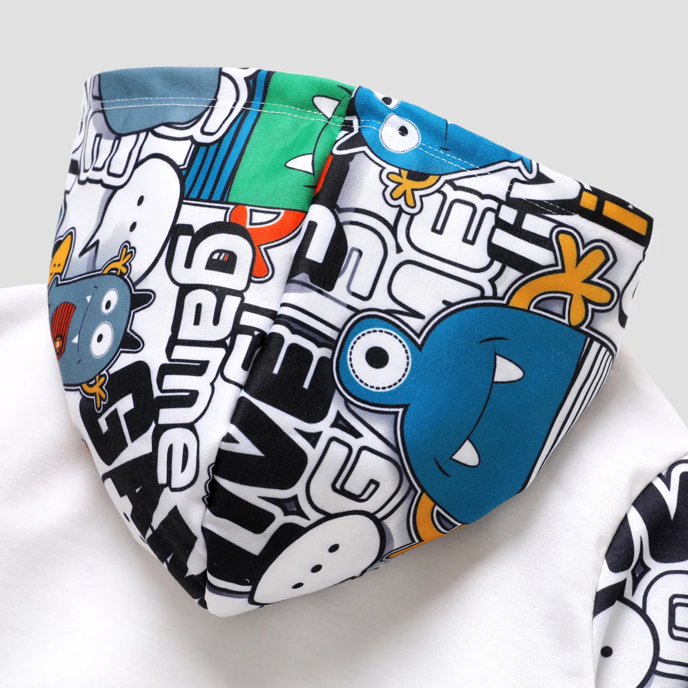 Kid Boy Letter and Cartoon Hooded Loose Sweatshirt  image 3