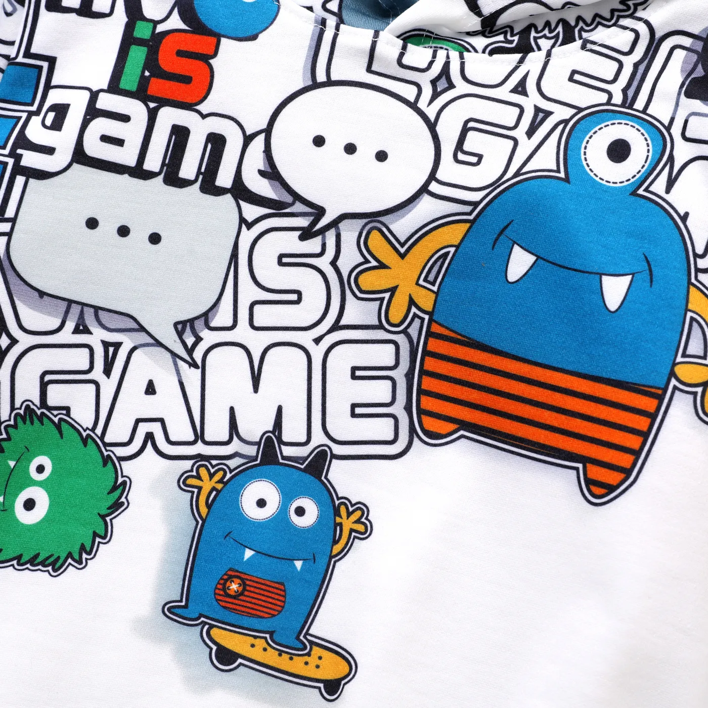 Kid Boy Letter and Cartoon Hooded Loose Sweatshirt  image 2