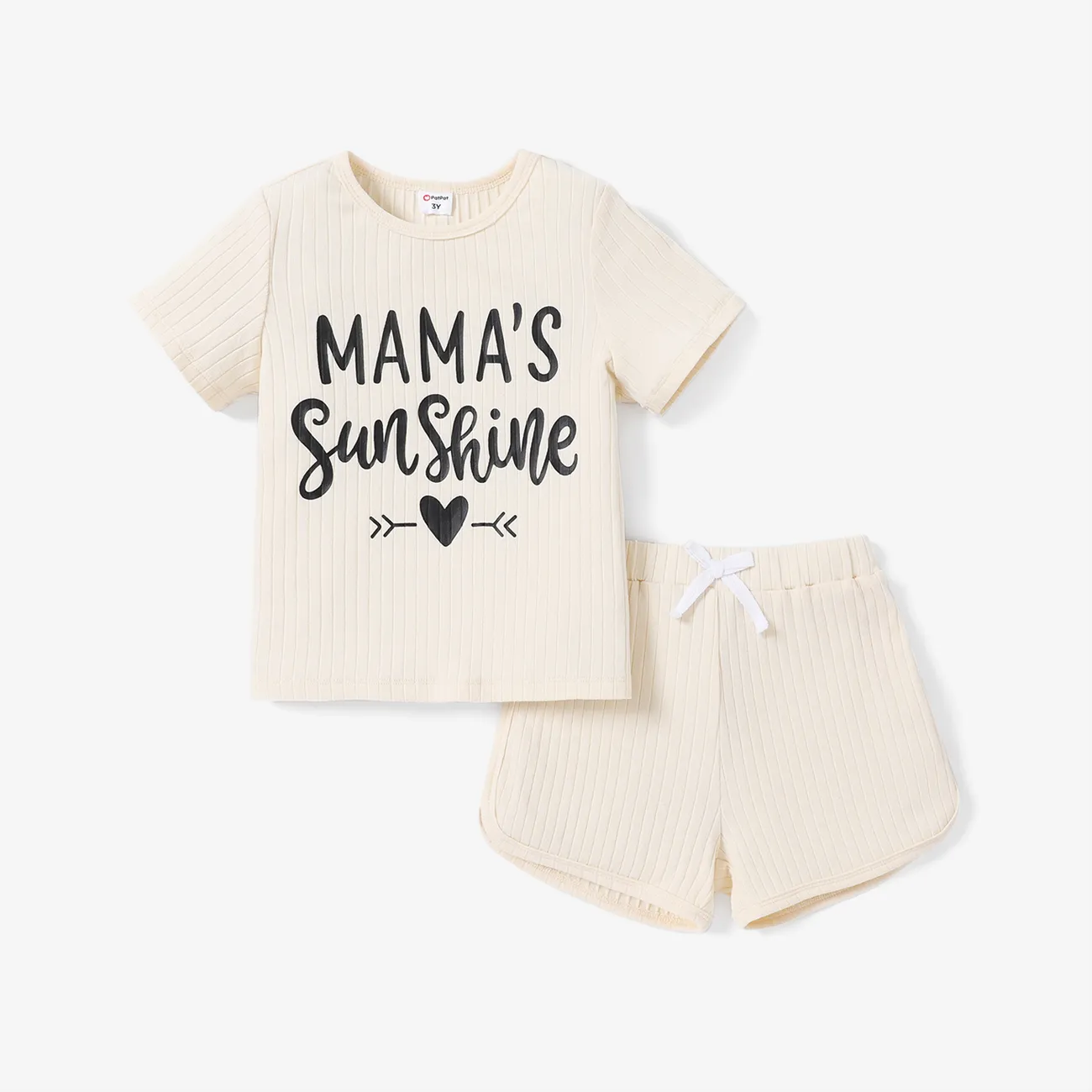Festa della mamma 2 pezzi Bambino piccolo Ragazza Ipertattile Infantile set di t-shirt Albicocca big image 1