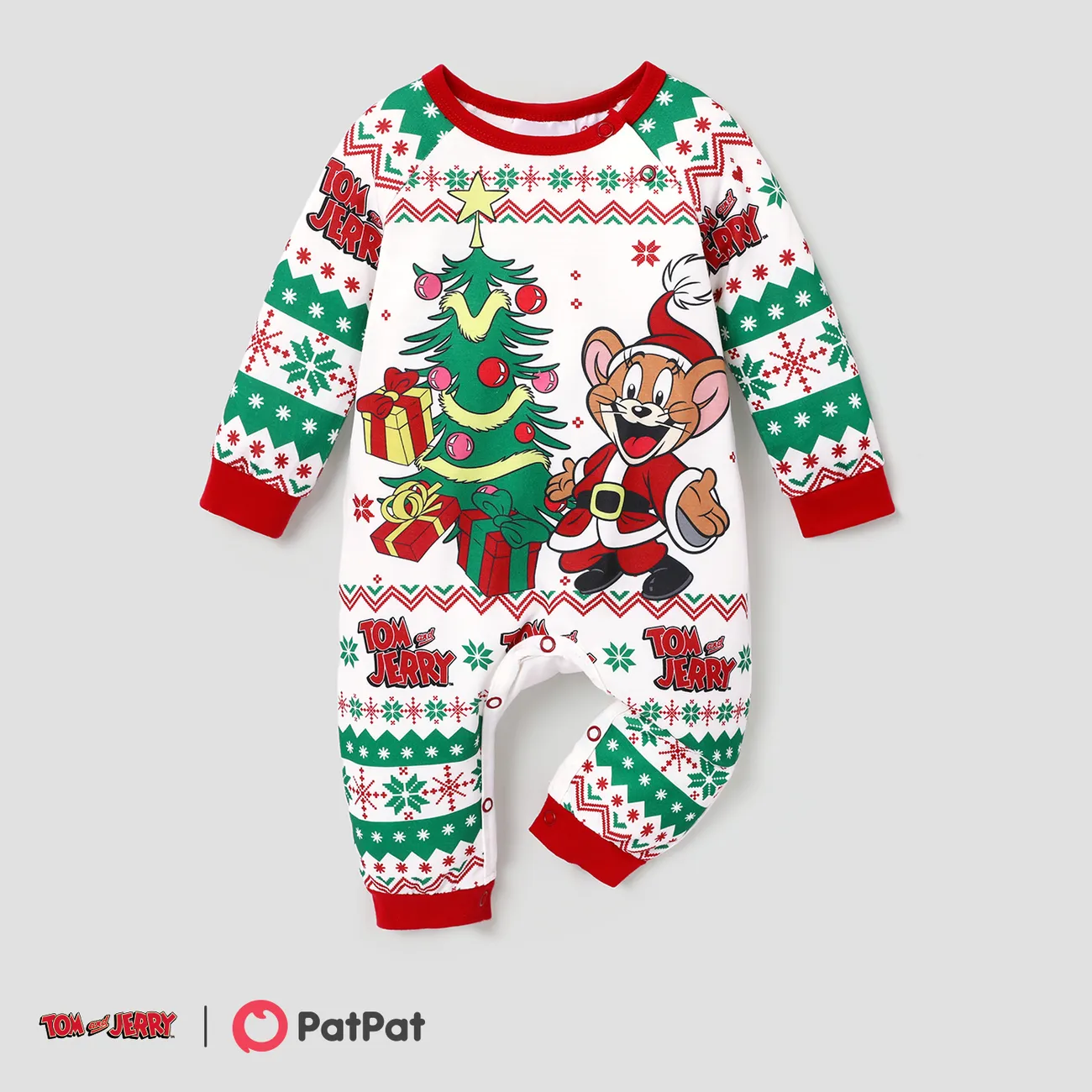 Tom and Jerry Family Matching Joyly Christmas Character Print Pajamas Sets (Flame Resistant) big image 1