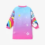 Toddler Girl Sweet Unicorn Rainbow Print Long-sleeve Sweatshirt Dress  image 2