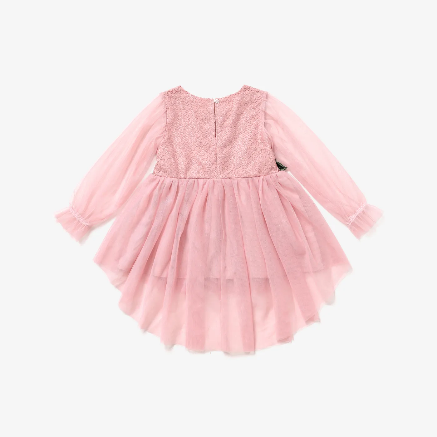 Toddler Girl Multi-layered Opaque Lace and Mesh Design Fairy Dress Pink image 2