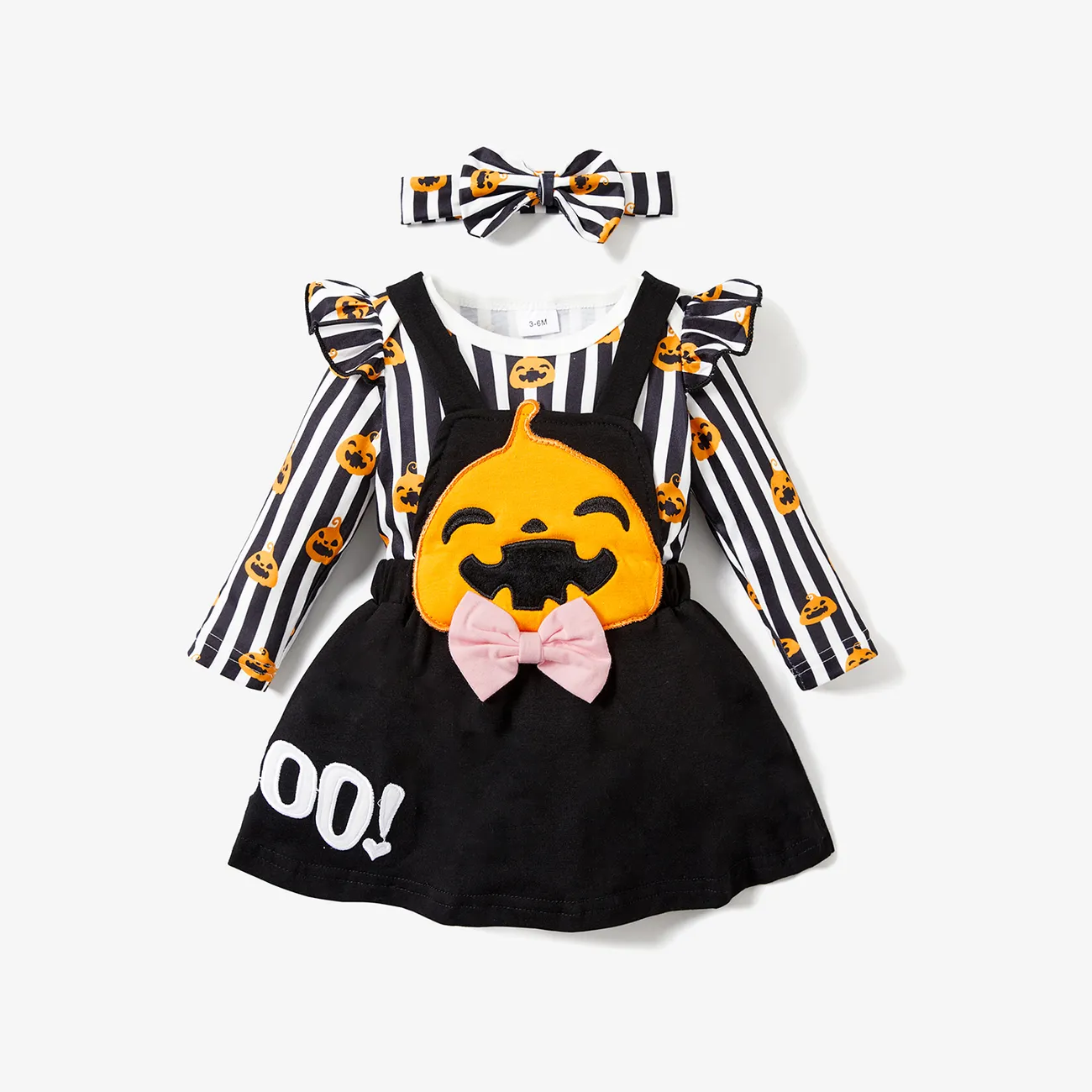3PCS Baby Girl Halloween Hyper-Tactile Long Sleeve Dress Set big image 1