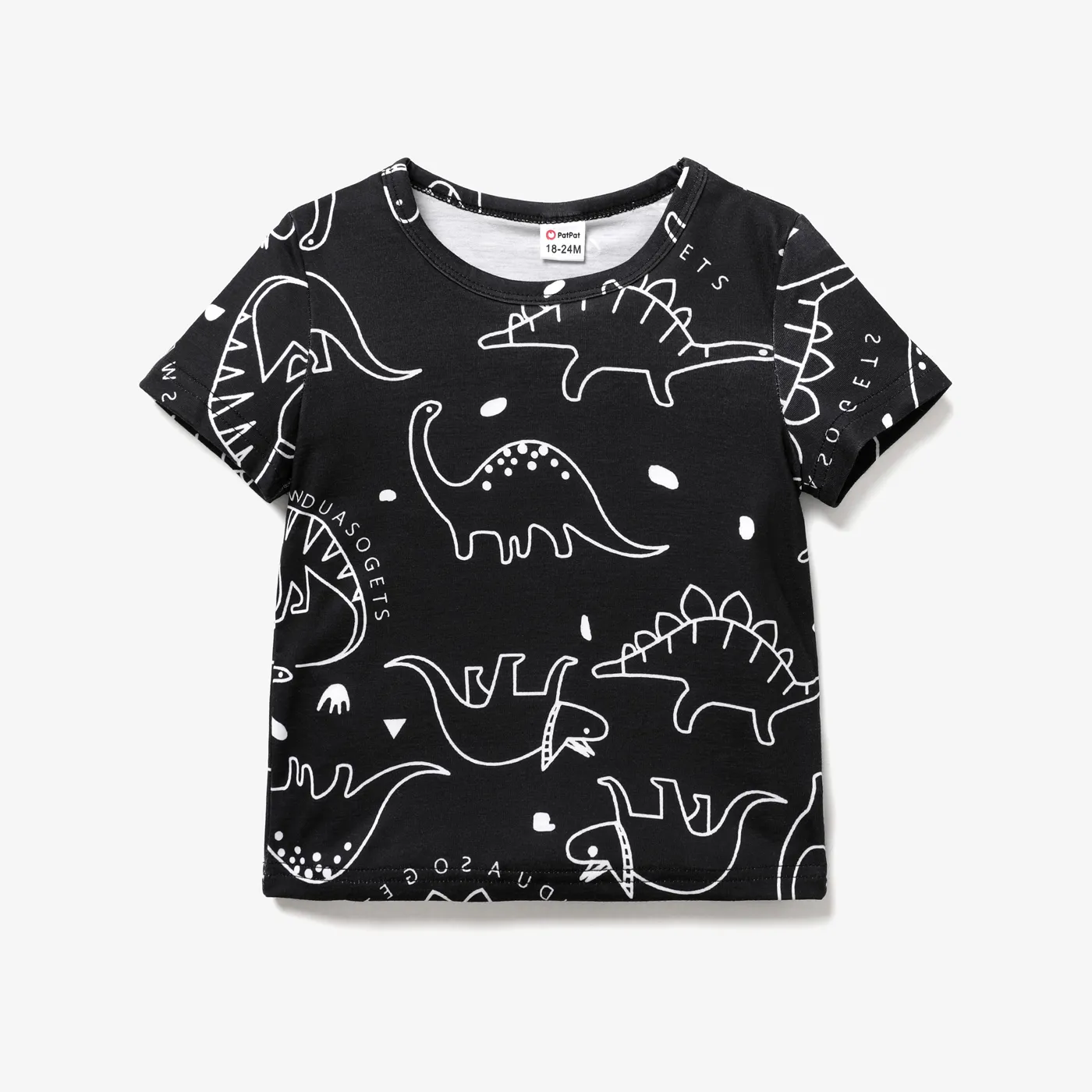 Toddler Boy Animal Dinosaur Print Short-sleeve Tee Black