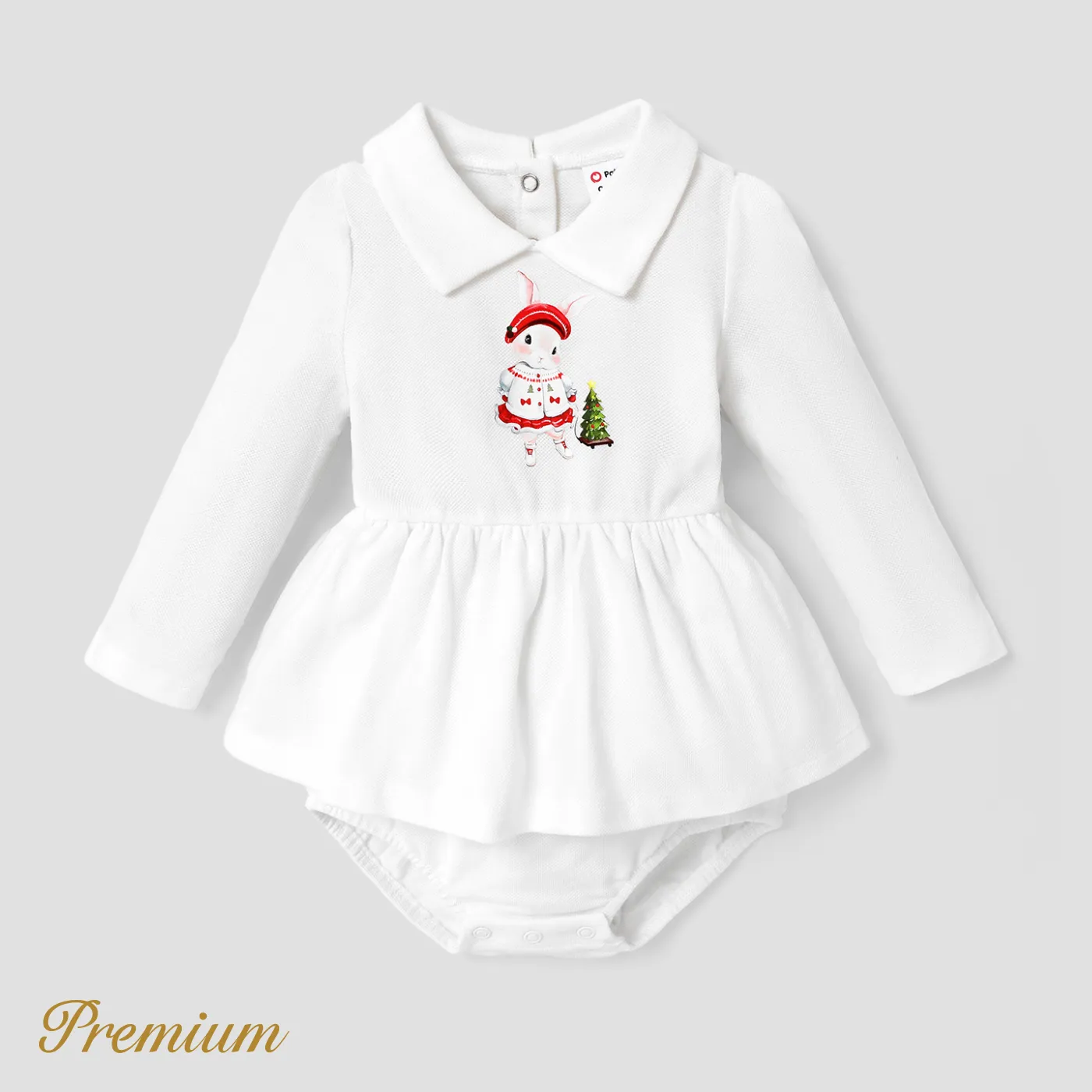 Baby Girl Elegant Rabbit Pattern Long Sleeve Romper