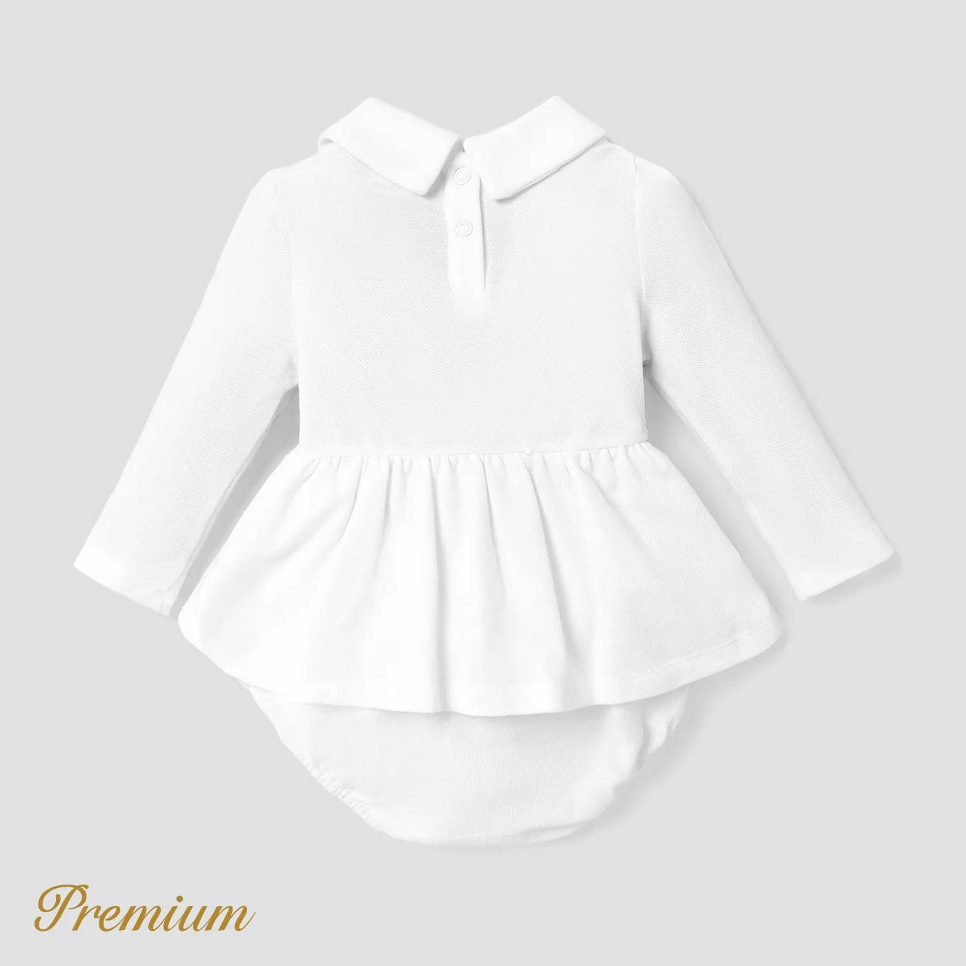 Baby Girl Elegant Rabbit Pattern Long Sleeve Romper White image 2