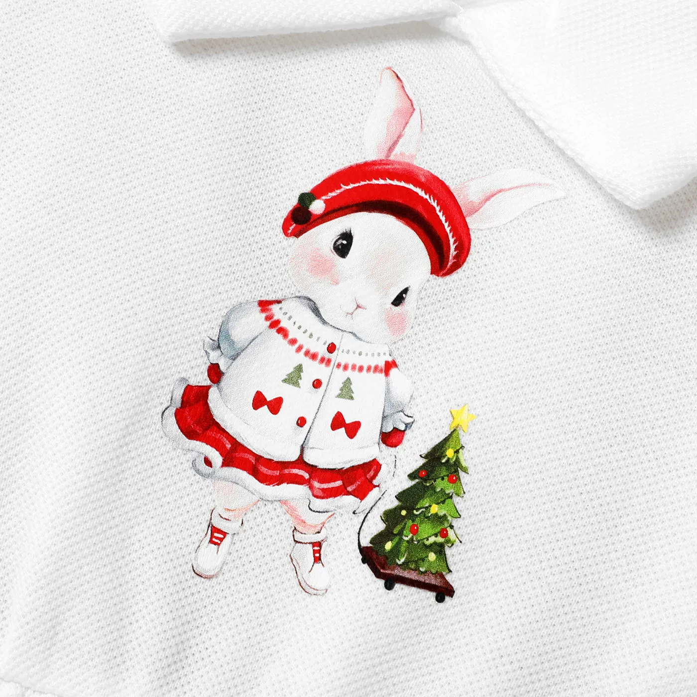 Baby Girl Elegant Rabbit Pattern Long Sleeve Romper White image 4