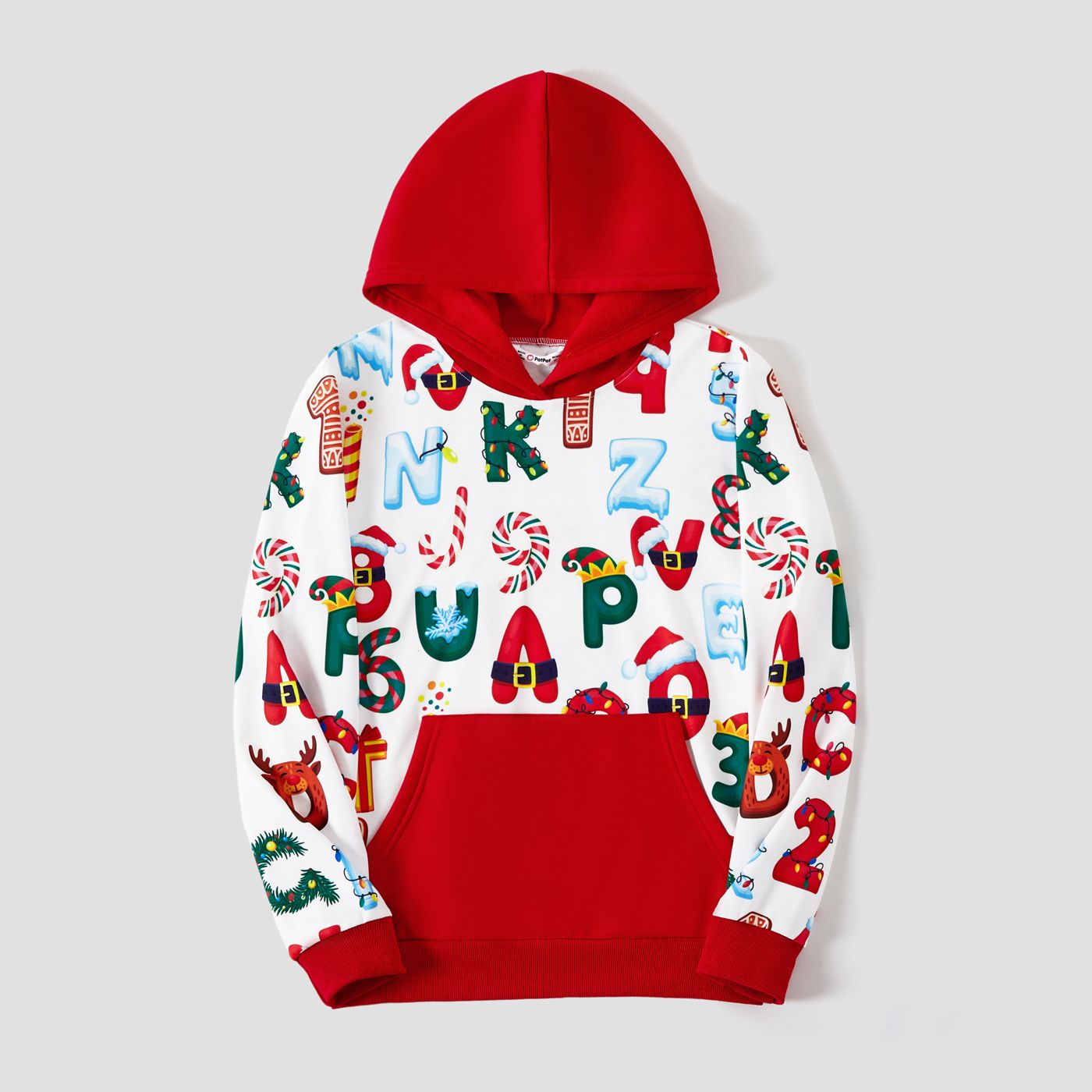 

Christmas Family Matching Childlike Color-block Festival Theme Print Long-sleeve Hooded Sweatshirts Tops