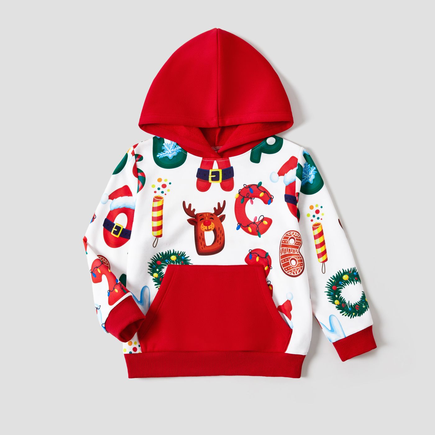 

Christmas Family Matching Childlike Color-block Festival Theme Print Long-sleeve Hooded Sweatshirts Tops