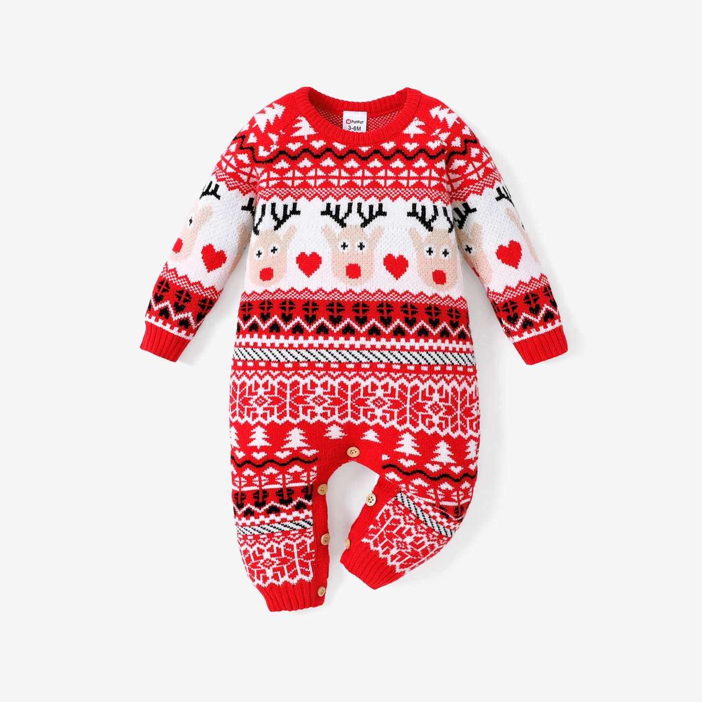 Baby Boy/Girl Childlike Christmas Pattern Sweater Jumpsuit