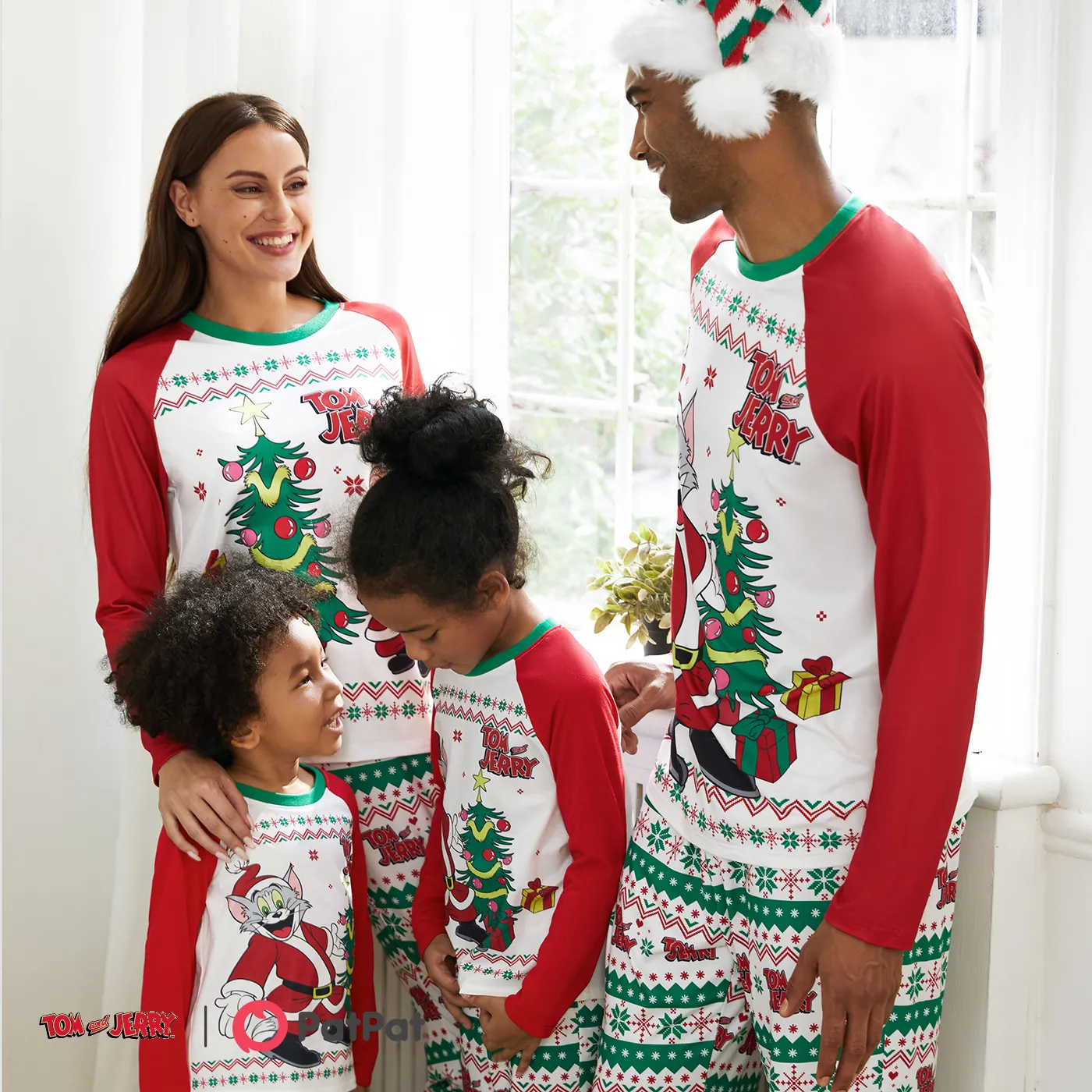 Tom and Jerry Family Matching Joyly Christmas Character Print Pajamas Sets (Flame Resistant)  image 4