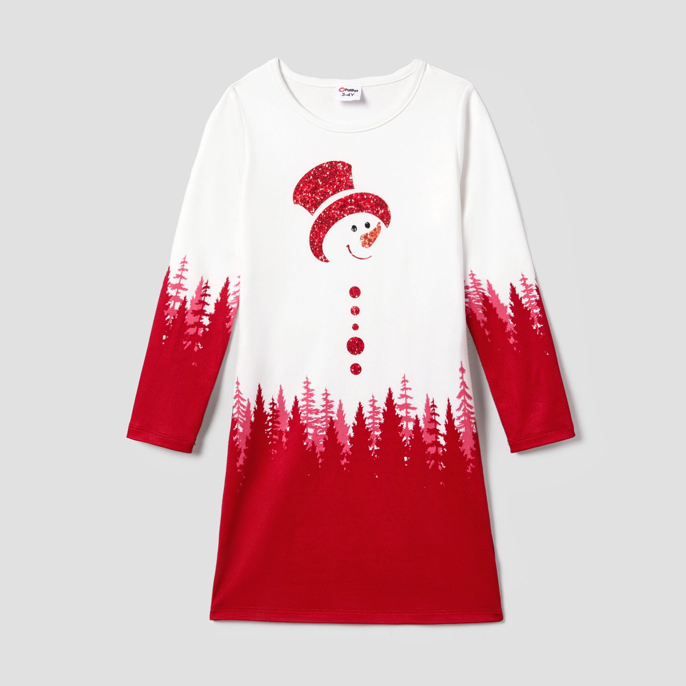 

Christmas Family Matching Glitter Snowman Print Long-sleeve Tops and Dresses Sets