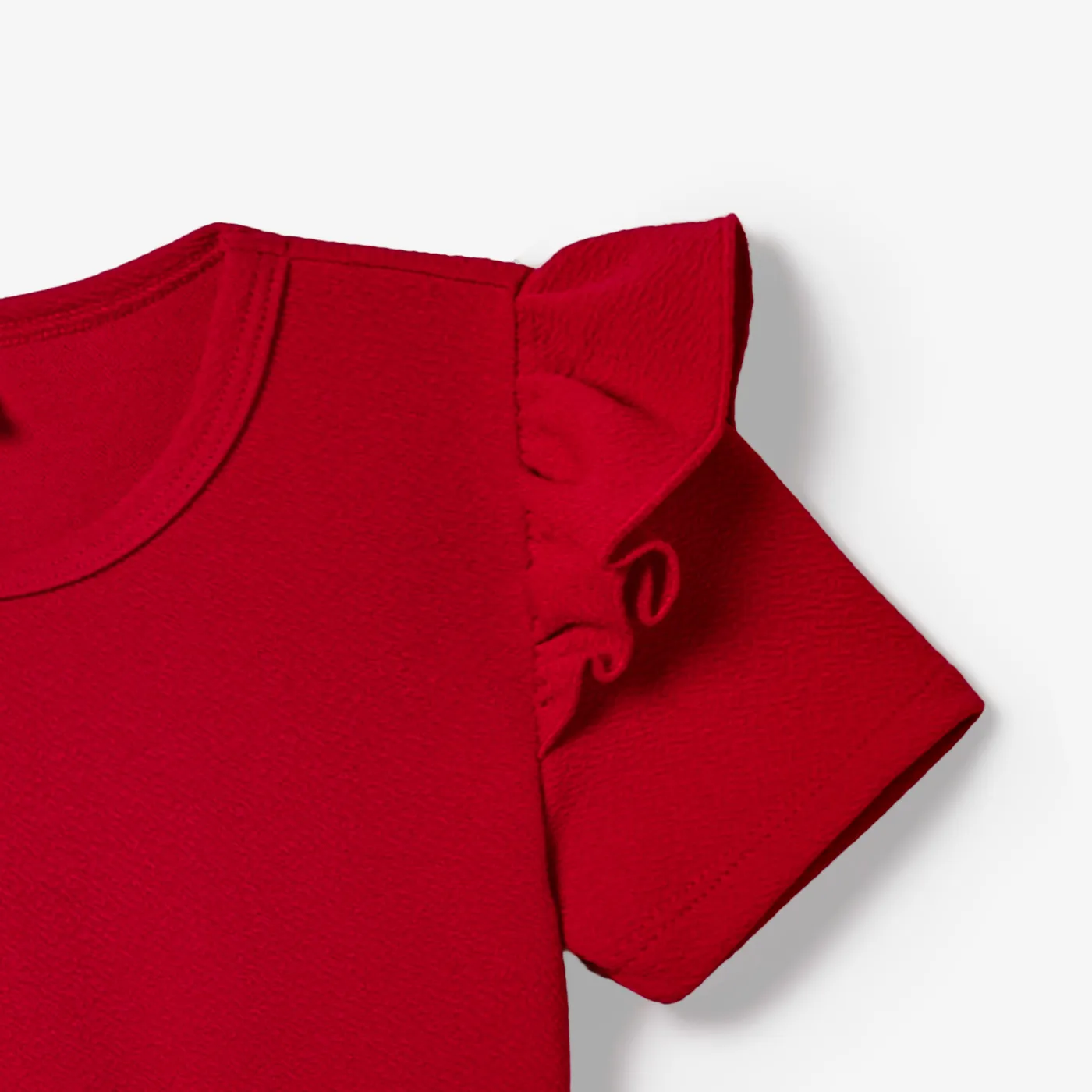 Family Matching Solid Color Short-sleeve Laper-collar Tops and Mermaid/Mesh Dresses Sets  image 5