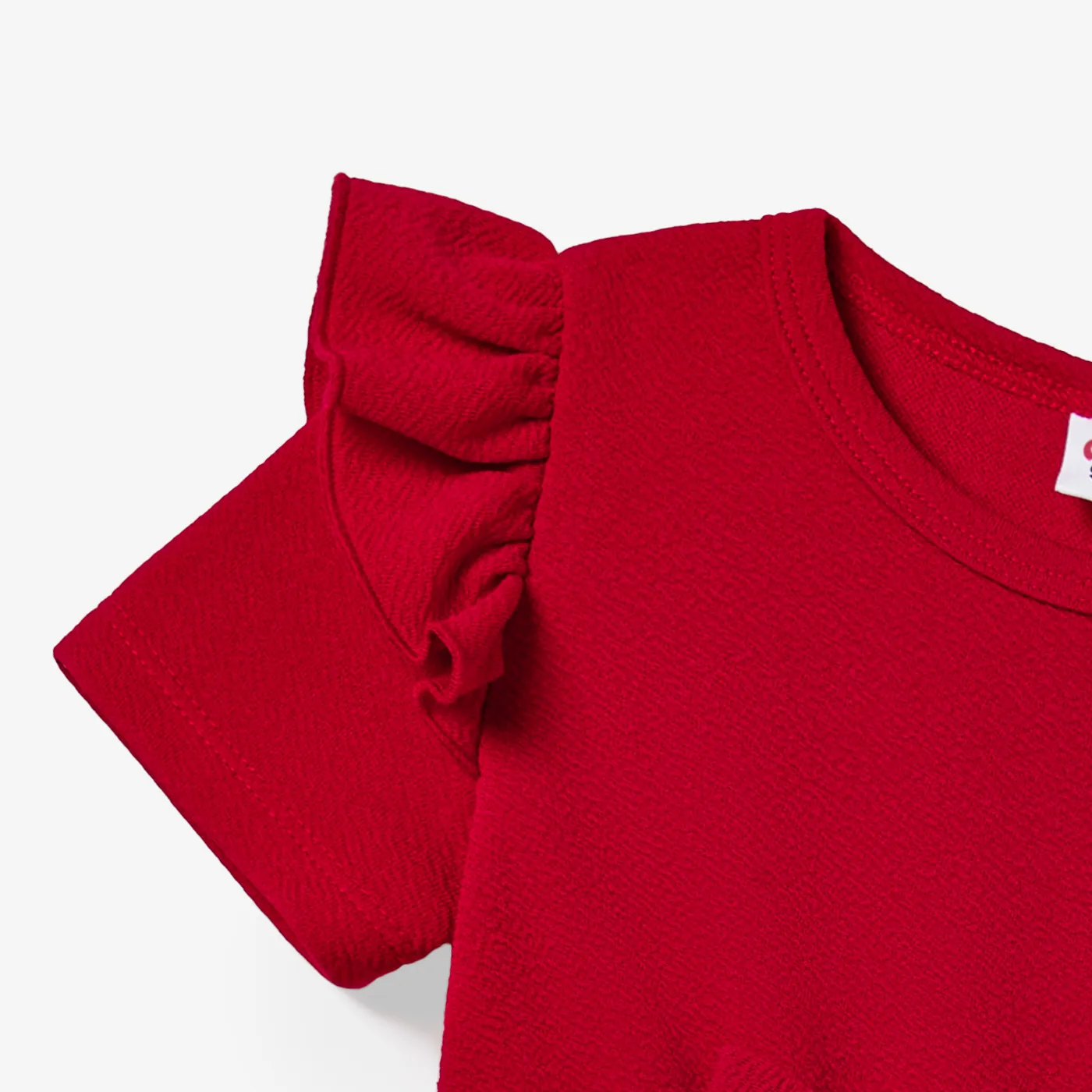 Family Matching Solid Color Short-sleeve Laper-collar Tops and Mermaid/Mesh Dresses Sets  image 4