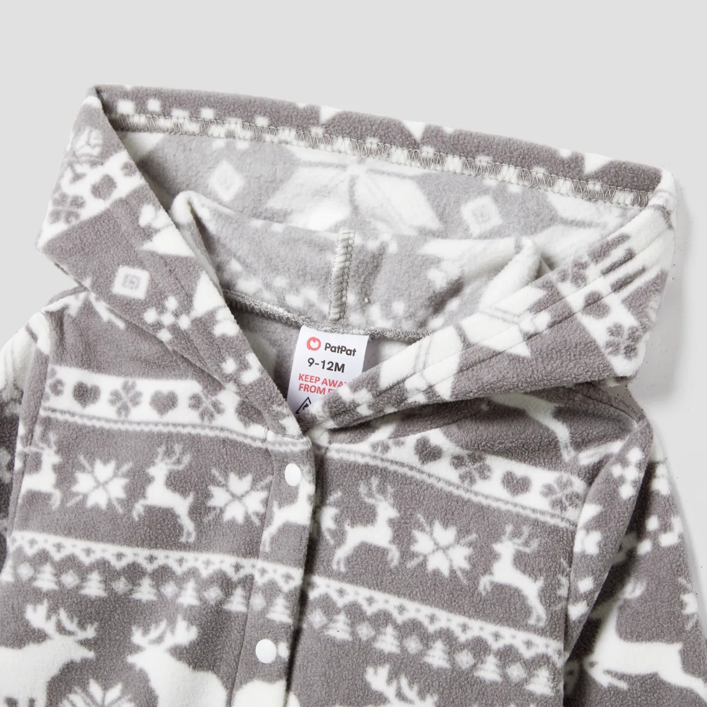 Christmas Family Matching Letters Embroidered Long-sleeve Hooded Fleece Pajamas Sets(Flame resistant) White image 3