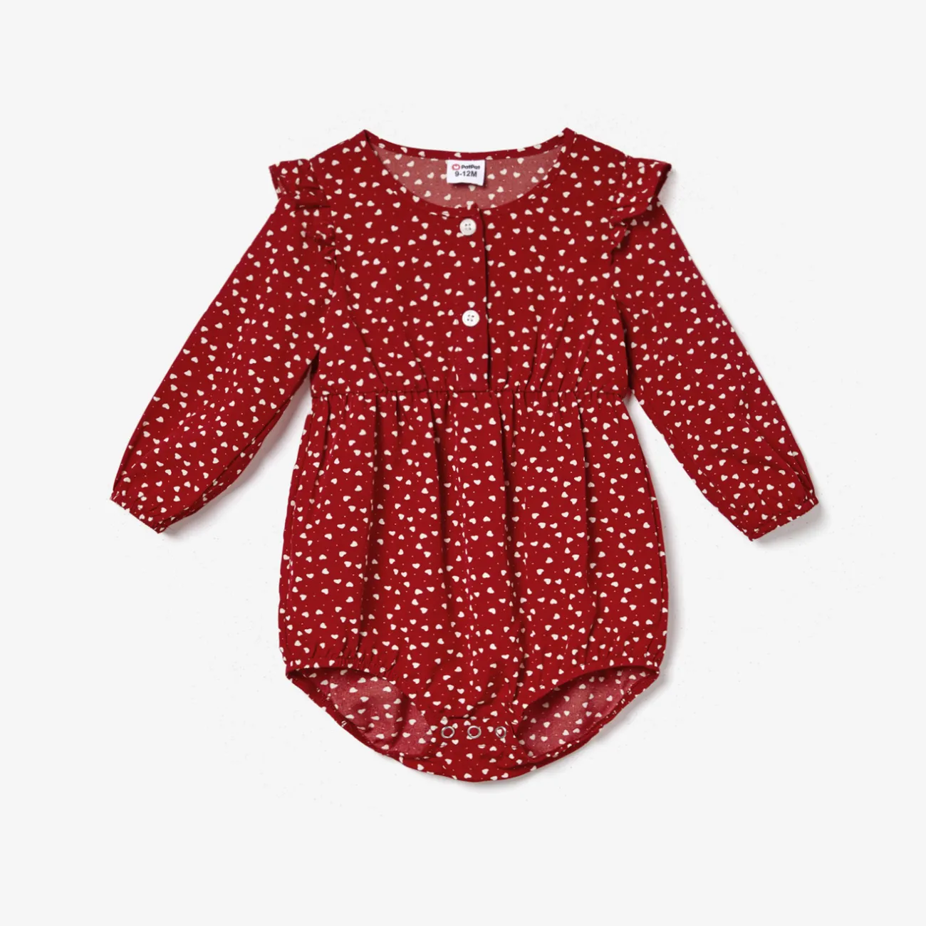 Family Matching Short Sleeve Color-block T-shirts and Heart Pattern Puff-sleeve Smocked Hem Dresses Sets  big image 1