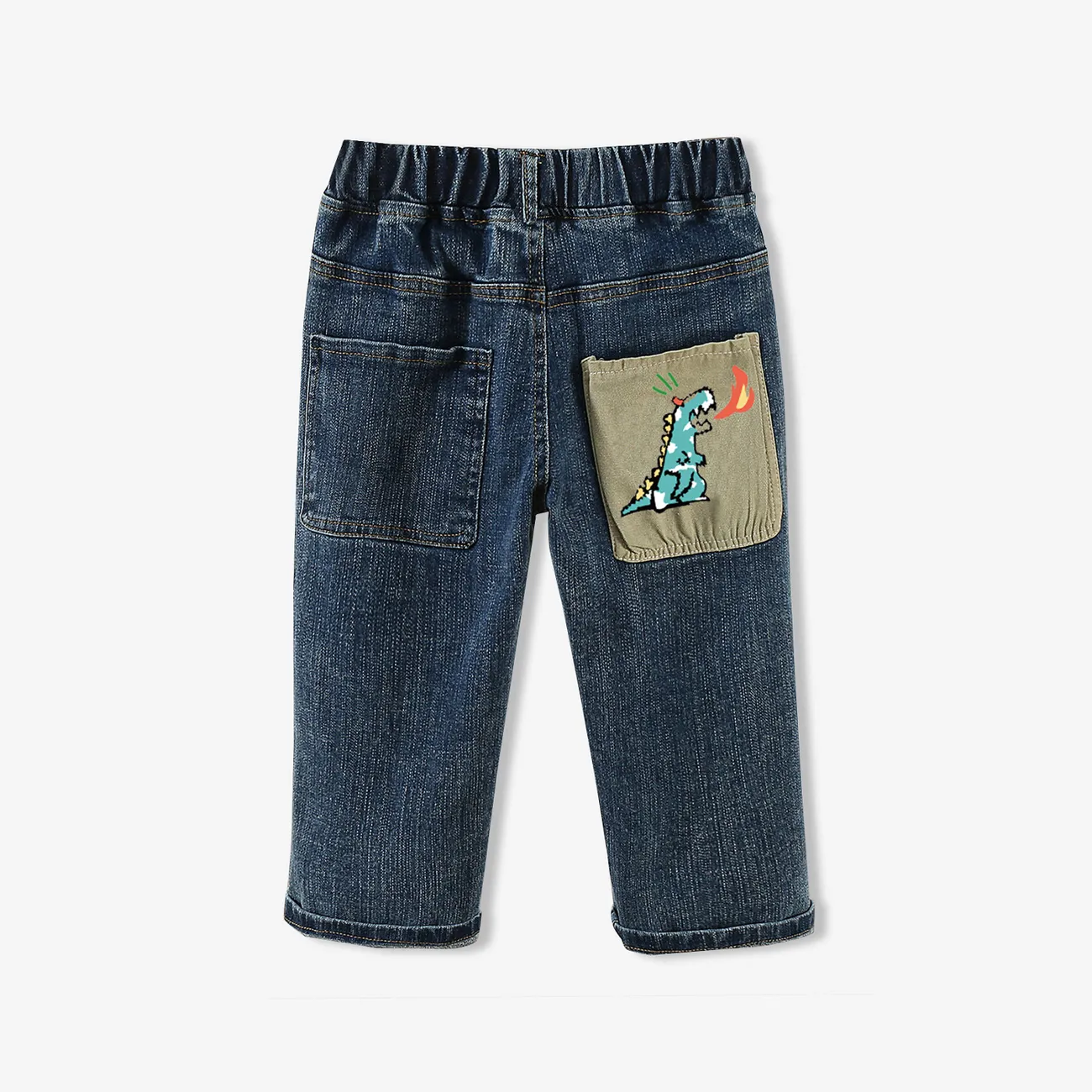Kid Boy Dinosaur Patch Cotton Jean/Pant  big image 1