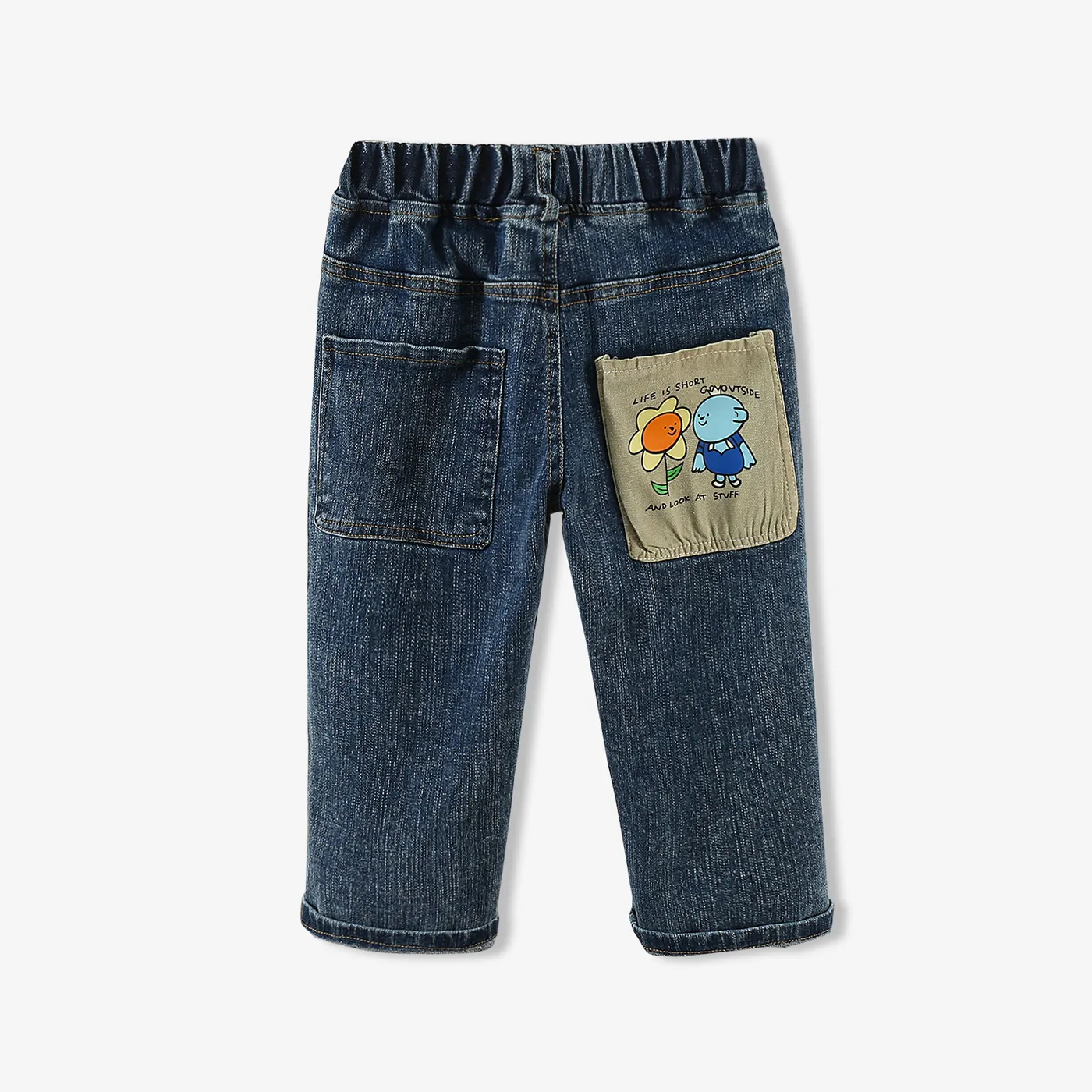 Kid Boy Dinosaur Patch Cotton Jean/Pant royalblue