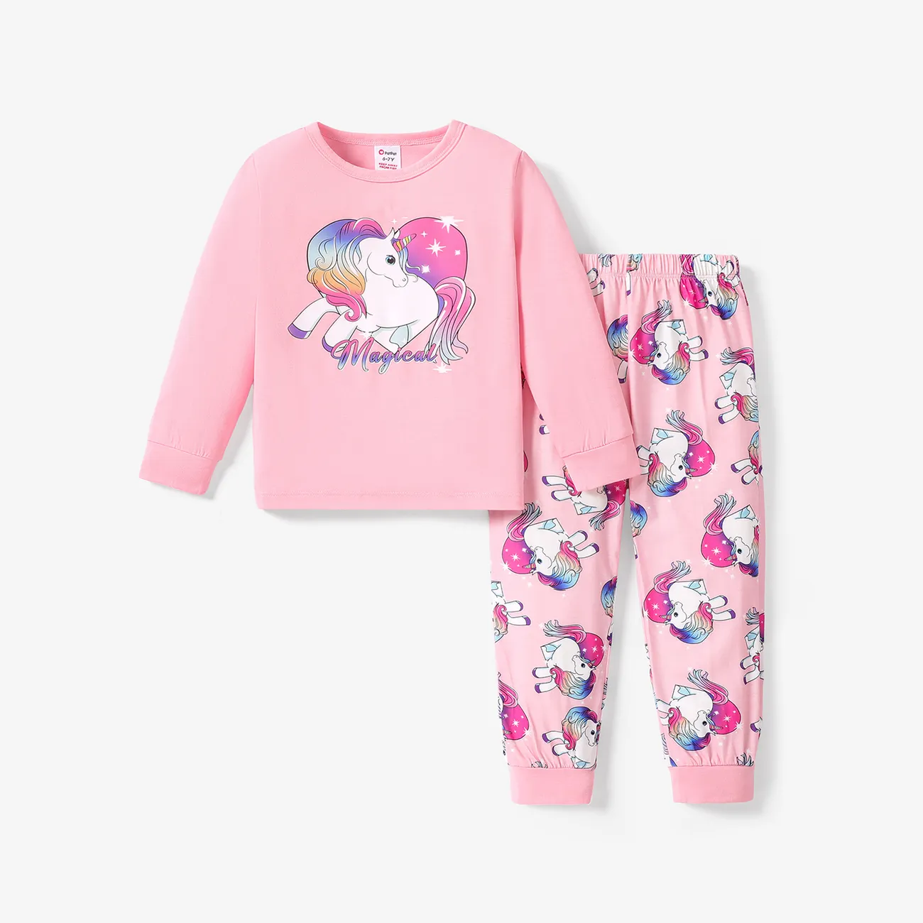 2PCS Girls' Childlike Unique Design Features Beautiful Pajama Set   big image 1