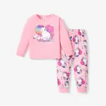2PCS Meninas 'Childlike Design Exclusivo Características Conjunto de Pijama bonito  criança rosa