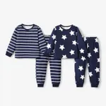 2pcs Toddler/Kid Boy Stripe Casual Pajamas Set Kid Deep Blue image 2