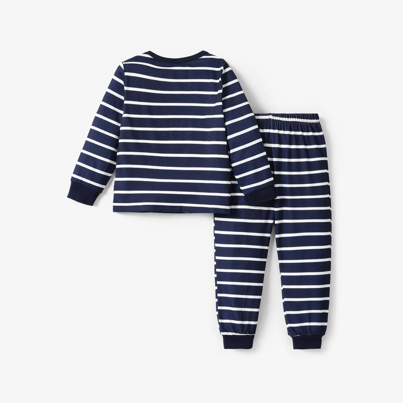 2pcs Toddler/Kid Boy Stripe Casual Pajamas Set Kid Deep Blue image 3