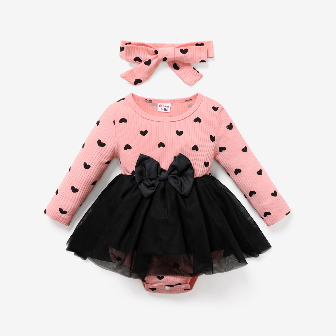 

Baby Girl Allover Heart Print Bodysuit Dress Sets / Pants Sets