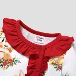 Baby Girl Rabbit & Floral Print Long-sleeve Ruffled Jumpsuit  White image 3