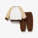  2PCS Baby Boy Cow Stria Fabric Stitching Childlike Animal Pattern Set Khaki image 3