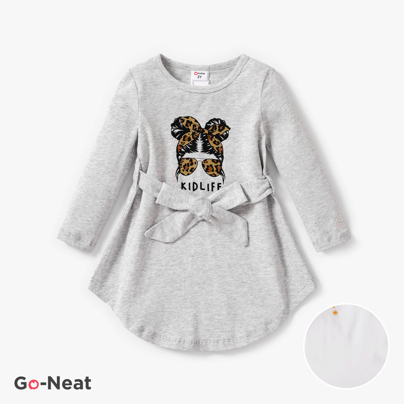 Go-Neat Water Repellent And Stain Resistant Baby/Toddler Girl Solid Color Romper/Dress