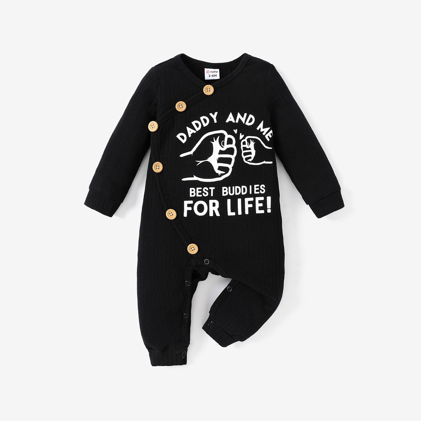 

Baby Boy Letters Print Buttons Long-sleeve Jumpsuit