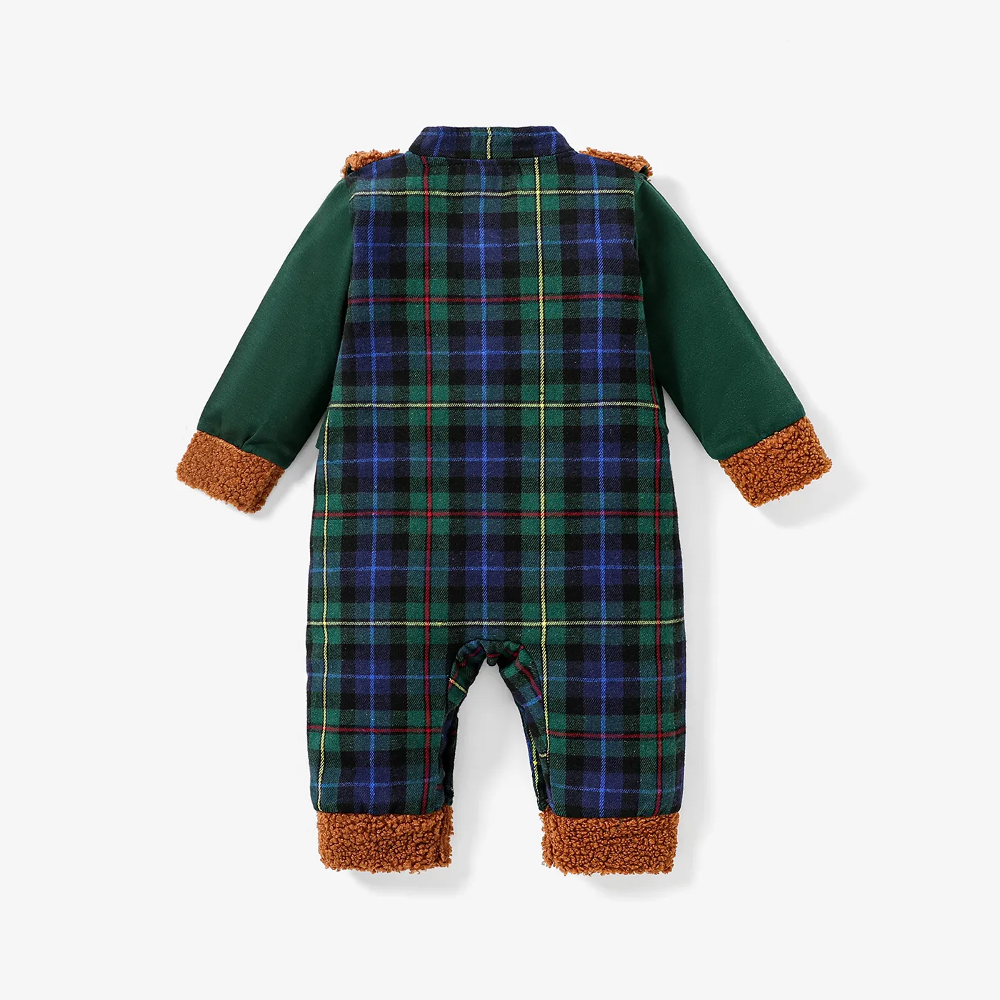 Christmas Baby Boys Grid Long Sleeve Casual One-Piece Jumpsuit  image 2
