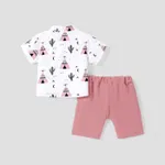 2pcs Baby Boy 95% Cotton Short-sleeve All Over Cactus Print Button Up Shirt and Solid Shorts Set  image 4