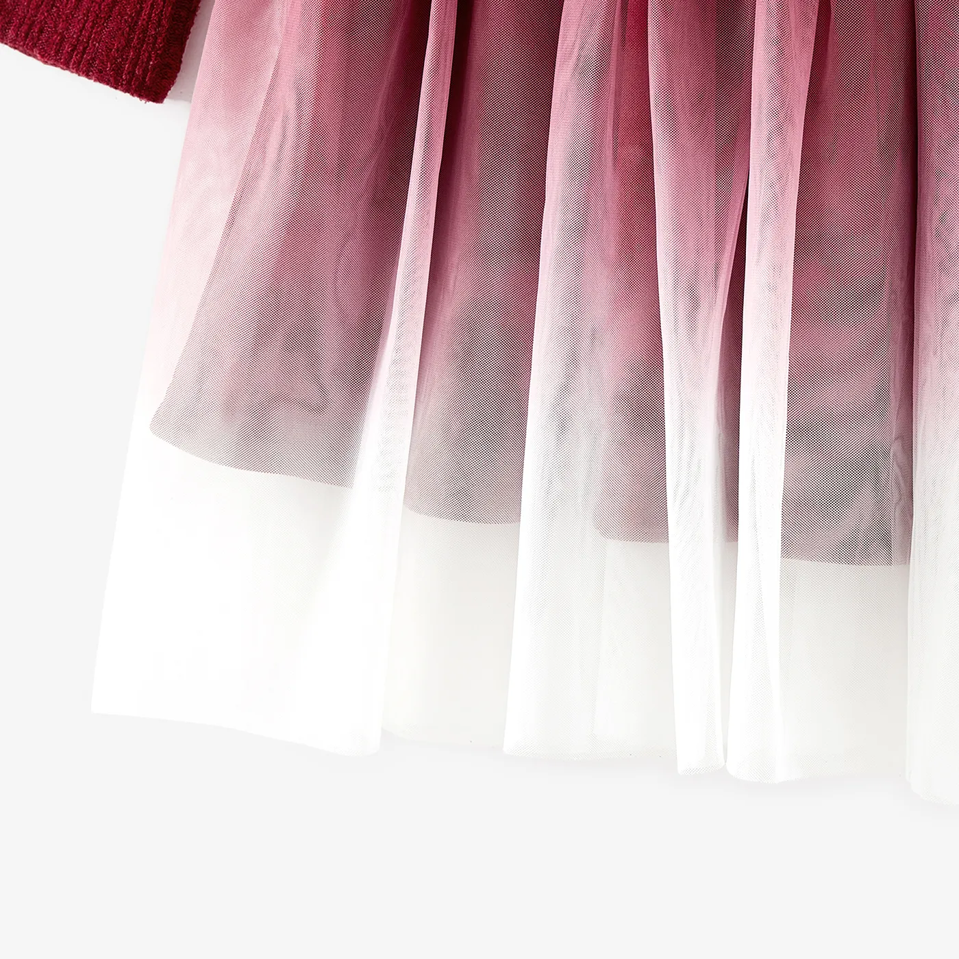 Family Matching Color-block Tops and Flutter Mesh Dresses Sets  image 5