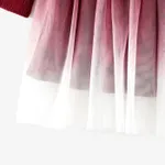 Family Matching Color-block Tops and Flutter Mesh Dresses Sets Burgundy image 5