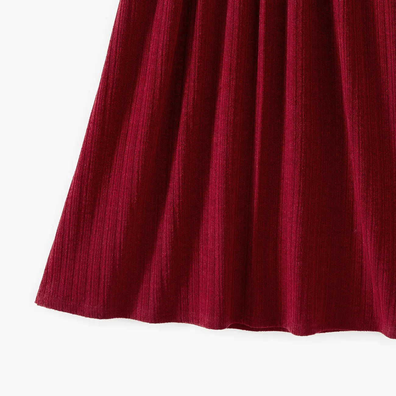 Family Matching Color-block Tops and Flutter Mesh Dresses Sets Burgundy big image 1