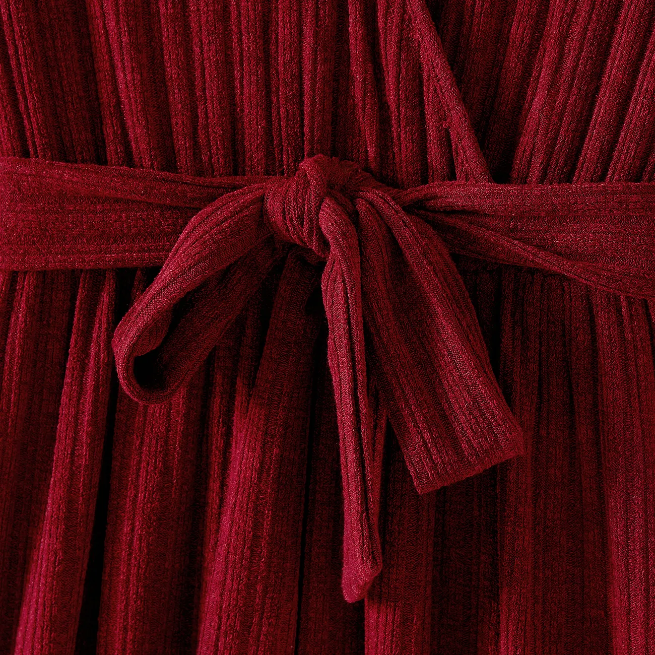 Valentine's Day Family Matching Color-block Tops and Flutter Mesh Dresses Sets Burgundy big image 1