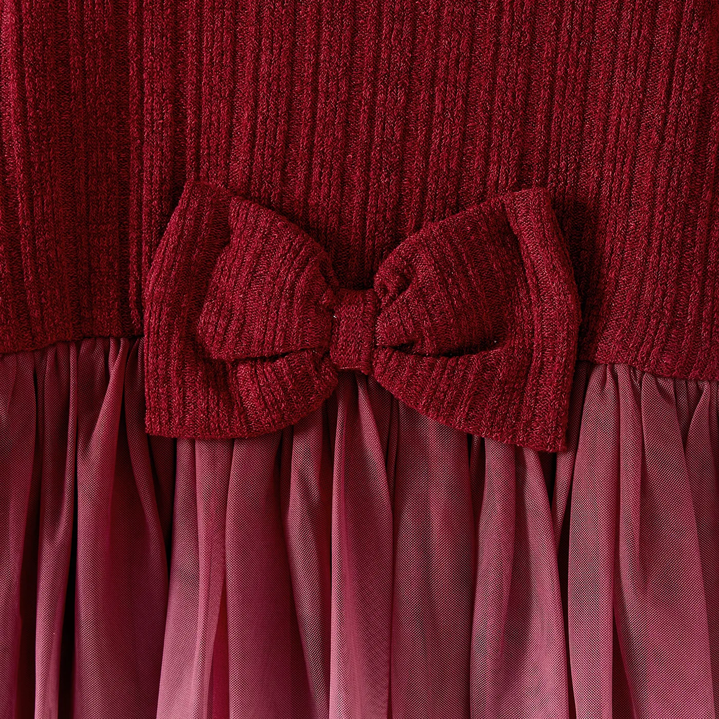 Family Matching Color-block Tops and Flutter Mesh Dresses Sets  image 4