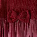 Family Matching Color-block Tops and Flutter Mesh Dresses Sets Burgundy image 4
