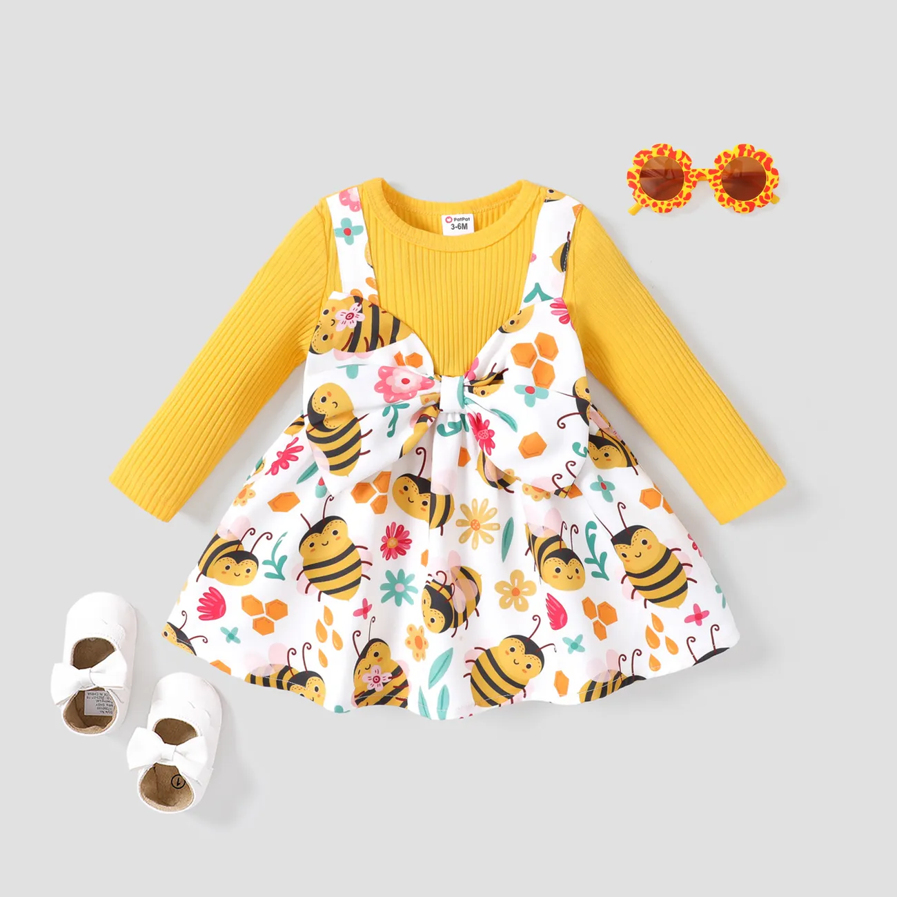 Baby Girl Honeybee Animal pattern 3D Bowknot  Dress  big image 1