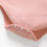 Baby Girl Letter Print Rib Knit Ruffle Long-sleeve Romper  image 4