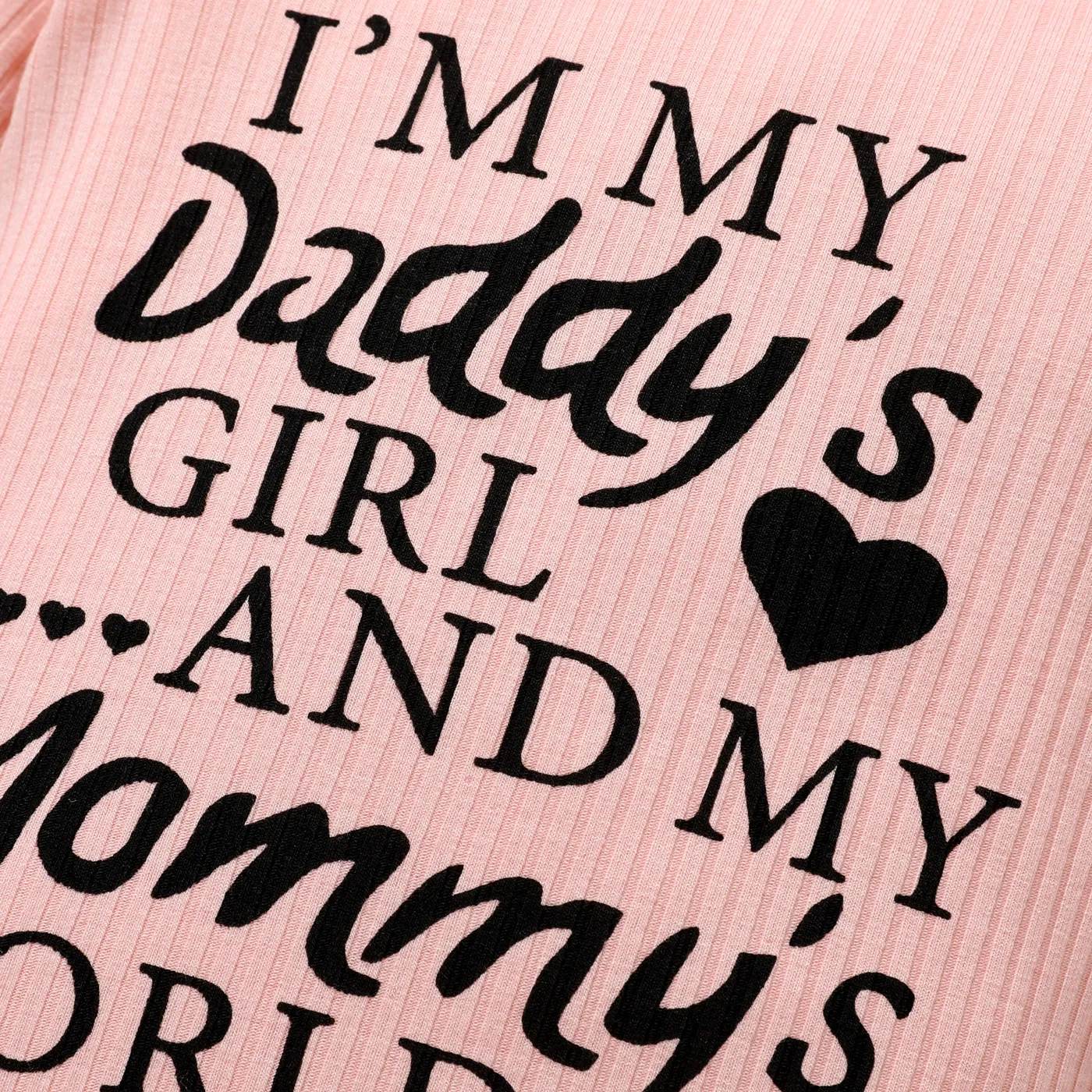 Baby Girl Letter Print Rib Knit Ruffle Long-sleeve Romper  image 3