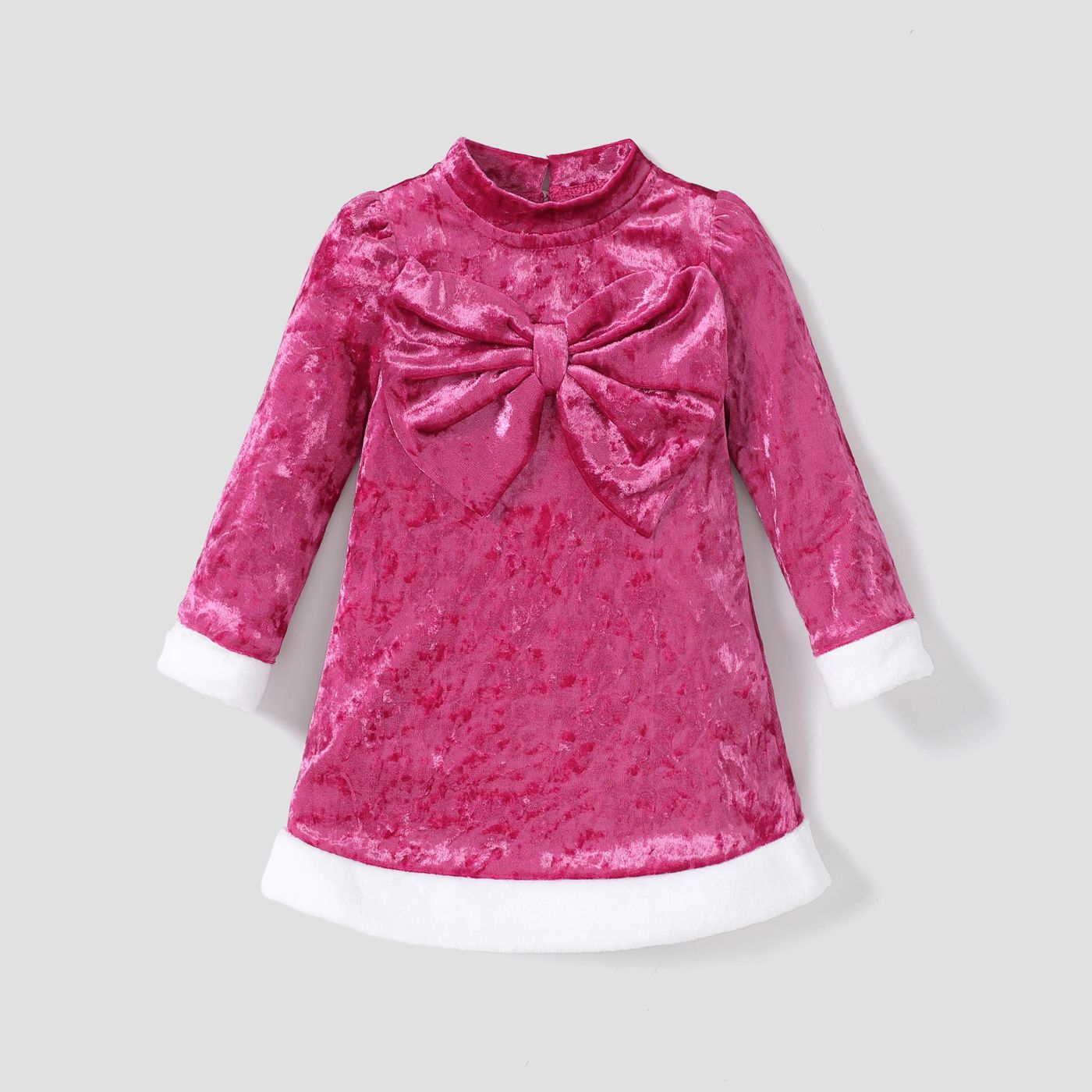 Baby Girl Sweet Hyper-Tactile 3D Bowknot Design Solid Color Dress