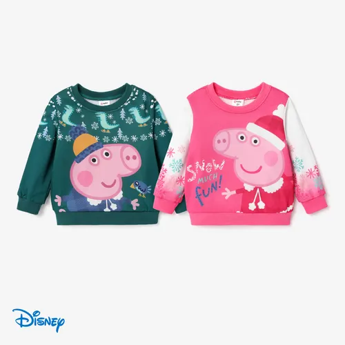 Peppa Pig Christmas Toddler Boy/Girl Christmas Snowflake Element Pattern Round Neck Weatshirt