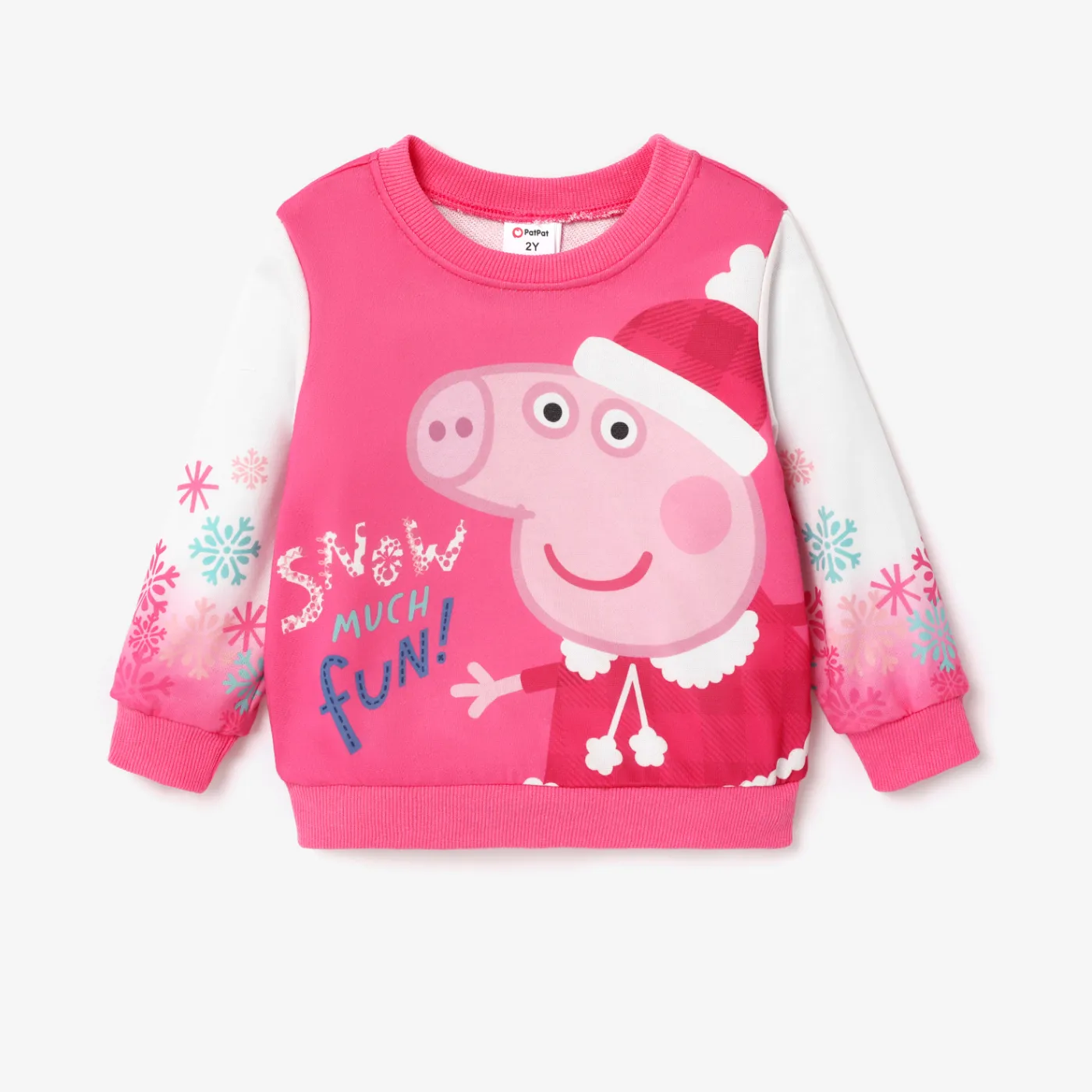 Peppa Pig Christmas Toddler Boy/Girl Christmas Snowflake Element Pattern Round Neck Weatshirt Roseo image 2