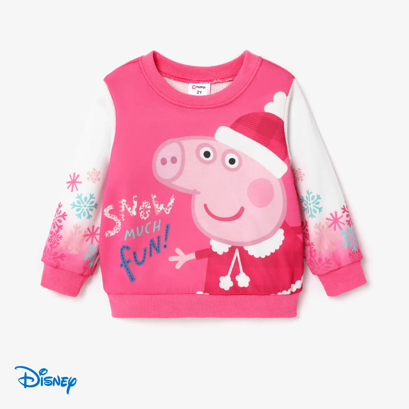 Peppa Pig Christmas Toddler Boy/Girl Christmas Snowflake Element Pattern Round Neck Weatshirt Roseo big image 1