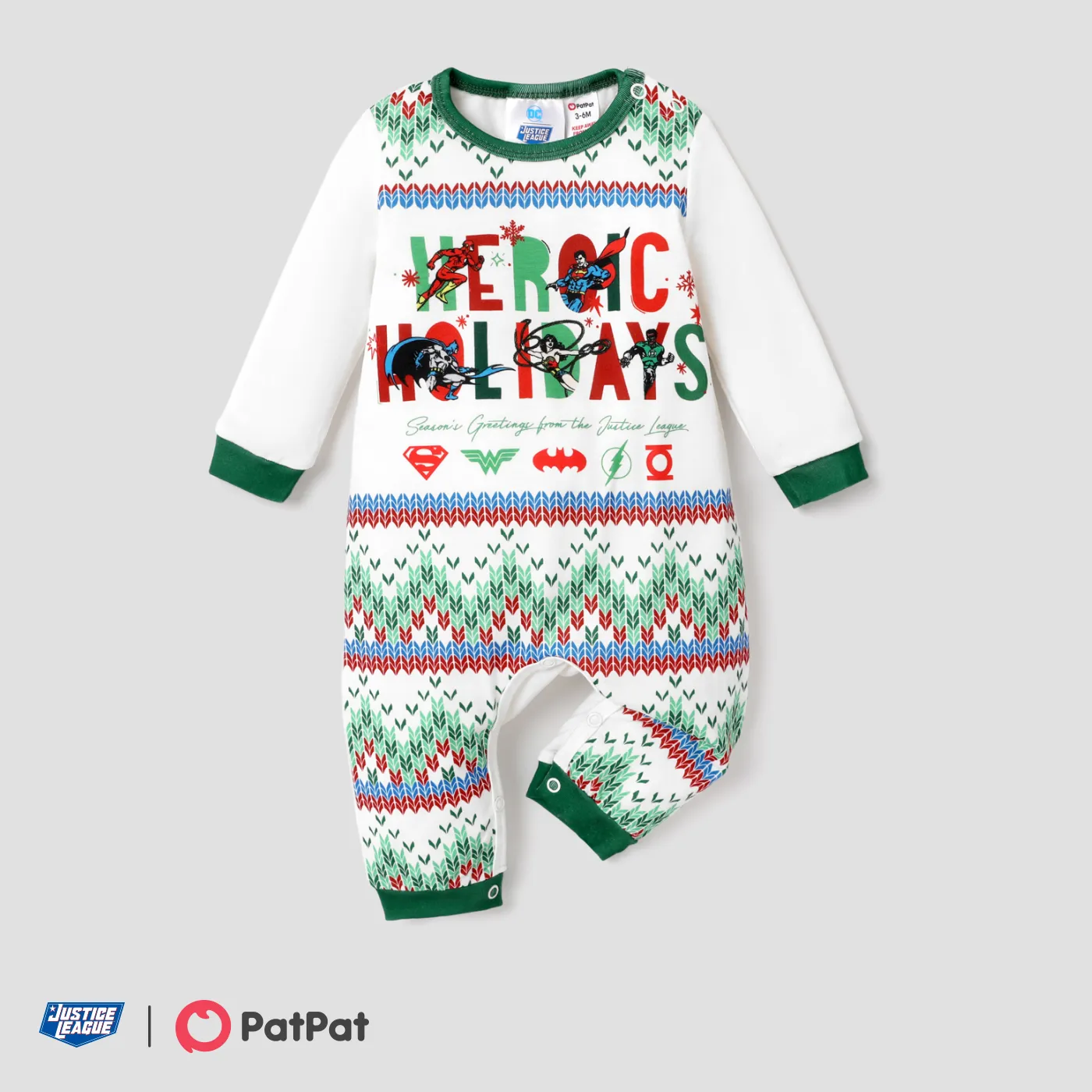 Justice League Daddy and Me Christmas Character Allover Print Pajamas Sets(Flame Resistant)  big image 1